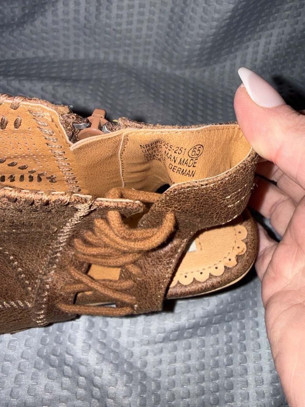 Not Rated Brown Peep Toe Lace-Up Side Booties Size 6.5 - Picture 5 of 5